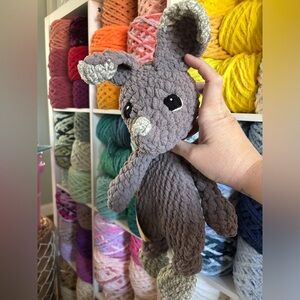 Handmade Crochet gray rabbit knotted lovey